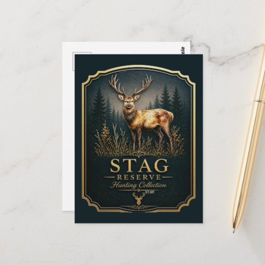 CARTE POSTALE CERF – COLLECTION CHASSE (Devant/Arrière en situation)
