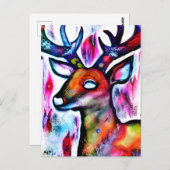Carte Postale Cerf coloré (Devant / Derrière)