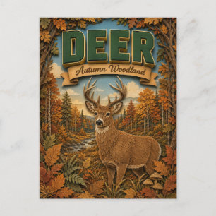 Carte Postale Cerf Daim Automne Forêt POPCUT