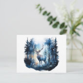 Carte Postale Cerf dans la forêt d'hiver (Debout devant)