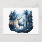 Carte Postale Cerf dans la forêt d'hiver (Devant)