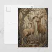 Carte Postale Cerf dans les bois (Devant / Derrière)
