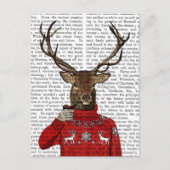 Carte Postale Cerf dans Ski Sweater 2 (Devant)
