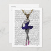 Carte Postale Cerf de Ballerina en bleu (Devant / Derrière)