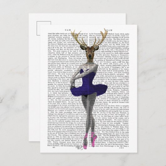Carte Postale Cerf de Ballerina en bleu (Devant / Derrière)