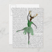 Carte Postale Cerf de ballet en vert (Devant / Derrière)