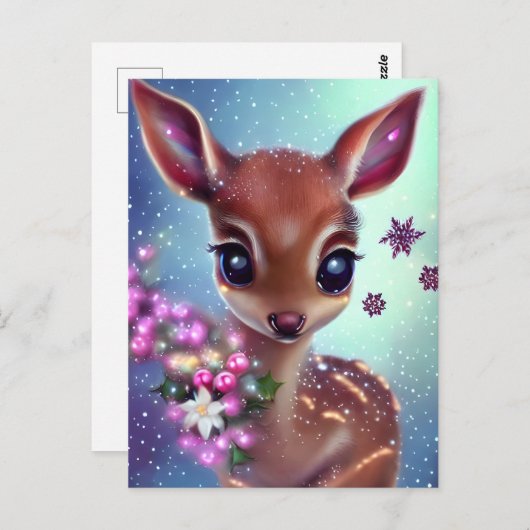Carte Postale Cerf de bébé doux et adorable (Devant / Derrière)