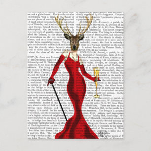 Carte Postale Cerf De Glamour En Rouge