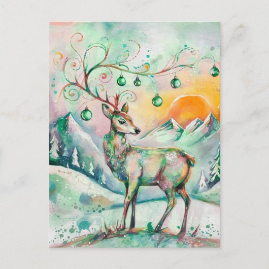 Carte Postale Cerf de Noël (Devant)