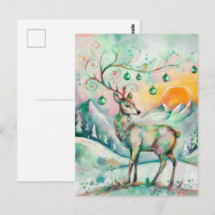 Carte Postale Cerf de Noël Festif