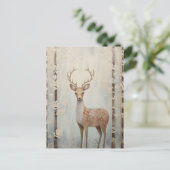 Carte Postale Cerf d'hiver en forêt (Debout devant)