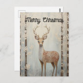 Carte Postale Cerf d'hiver en forêt Joyeux Noël (Devant / Derrière)