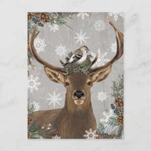 Carte Postale cerf d'hiver vintage moderne