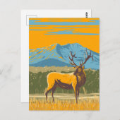 Carte Postale Cerf d'illustration jaune (Devant / Derrière)