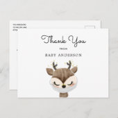 Carte Postale Cerf en Baby shower Masque Merci (Devant / Derrière)