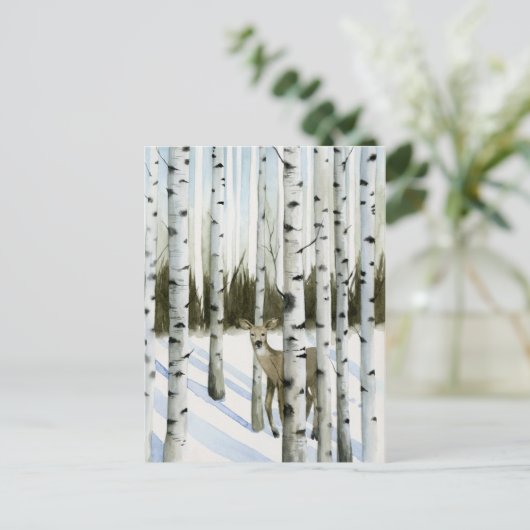 Carte Postale Cerf en chute de neige (Debout devant)