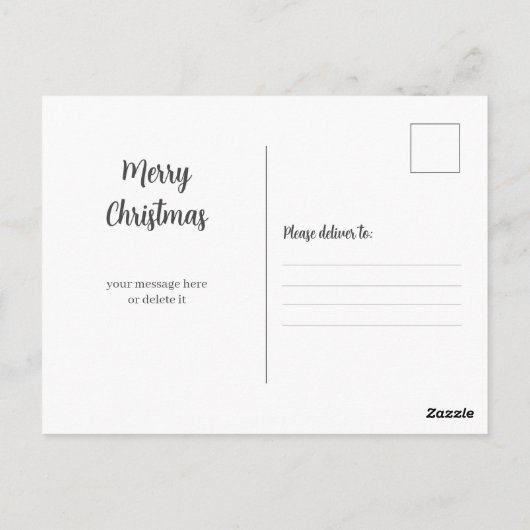 Carte Postale Cerf en forêt neigeuse Arbres de Noël Aquarelle (Dos)