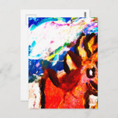 Carte Postale Cerf en hiver (Devant / Derrière)