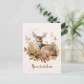 Carte Postale Cerf Faon Feuilles d'Automne (Debout devant)