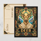 Carte Postale Cerf, faune Art déco (Devant / Derrière)