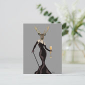 Carte Postale Cerf glamour en noir 2 (Debout devant)
