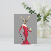 Carte Postale Cerf glamour en rouge (Debout devant)