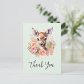 Carte Postale Cerf Migné Entouré De Merci Rose (Debout devant)