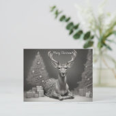 Carte Postale Cerf plantant des arbres et présente arrière - pla (Debout devant)