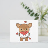 Carte Postale Cerf pour la Saint-Valentin mignon Animaux Coeur (Debout devant)