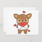 Carte Postale Cerf pour la Saint-Valentin mignon Animaux Coeur (Devant / Derrière)