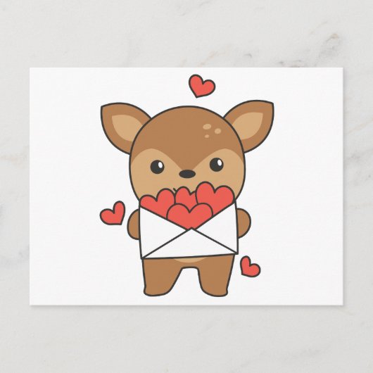 Carte Postale Cerf pour la Saint-Valentin mignon Animaux Coeur (Devant)