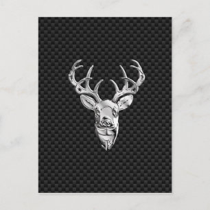 Carte Postale Cerf Symbolique en argent sur impression en fibre