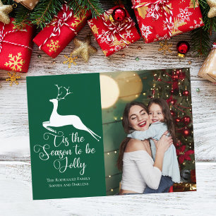 Carte Postale Cerf Vert Noël Photo Mignonne C'est la Saison