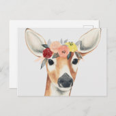 Carte Postale Cerfs communs de forestier de couronne de fleur (Devant / Derrière)