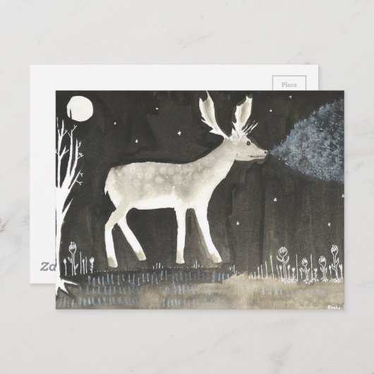 Carte Postale Cerfs communs gothiques, mâle à la peinture (Devant / Derrière)