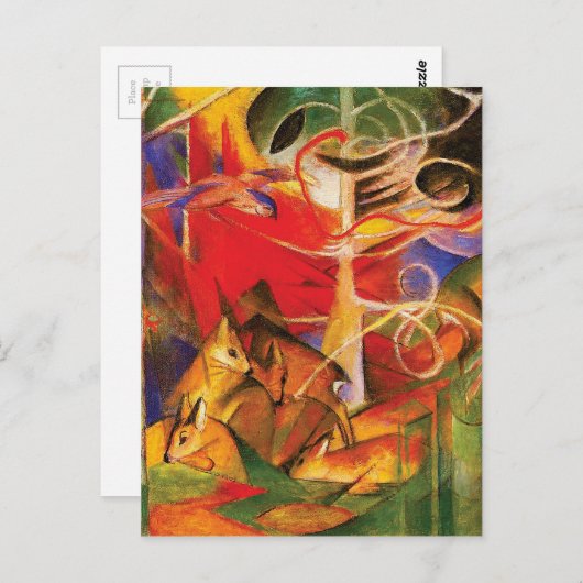 Carte Postale Cerfs dans la forêt par Franz Marc (Devant / Derrière)