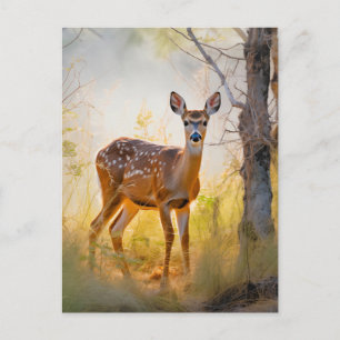 Carte Postale Cerfs Élégants dans la Forêt Design Naturel