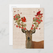 Carte Postale Cerfs et Inséparables (Devant / Derrière)