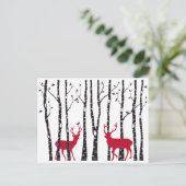 Carte Postale Cerfs rouges dans la forêt de bouleaux (Debout devant)