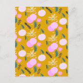 Carte Postale Cerise Floral Vert Motif rose jaune (Devant)