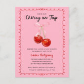 Carte Postale Cerise Whimsical Coquette sur le Baby shower supér (Devant)