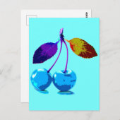 Carte Postale Cerises bleues vives (Devant / Derrière)