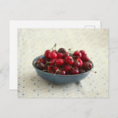 Carte Postale Cerises dans un bol bleu (Devant / Derrière)