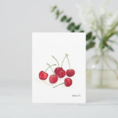 Carte Postale Cerises rouges fruits aquarelle nourriture aliment (Debout devant)