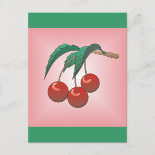 Carte Postale Cerises sur rose