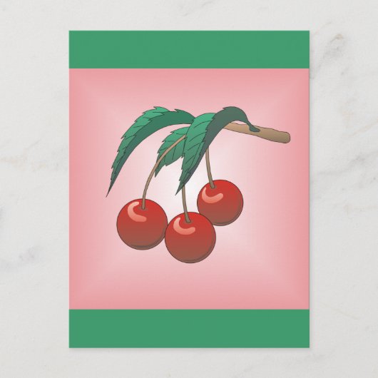 Carte Postale Cerises sur rose (Devant)