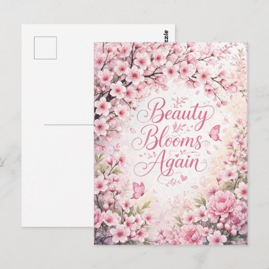 Carte Postale Cerisier en Fleur : La Beauté Refleurit (Devant / Derrière)