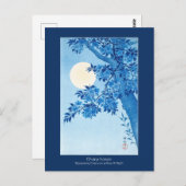 Carte Postale Cerisier en fleurs nuit au clair de lune Ohara Kos (Devant / Derrière)