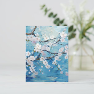 Carte Postale Cerisier Fleur Bleu Personnalisé