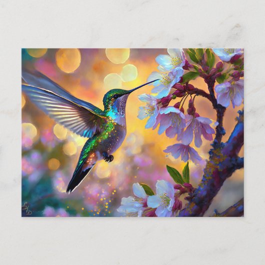Carte Postale Cerisier Imaginaire Sunrise Hummingbird  (Devant)